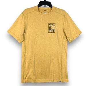 REI Co-op T Shirt Mens Small Tech Tee Stretch Polyester Performance‎ UPF Yellow